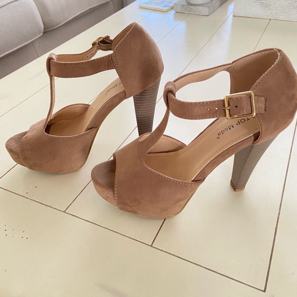 Mocha Tan Faux Suede High Heels